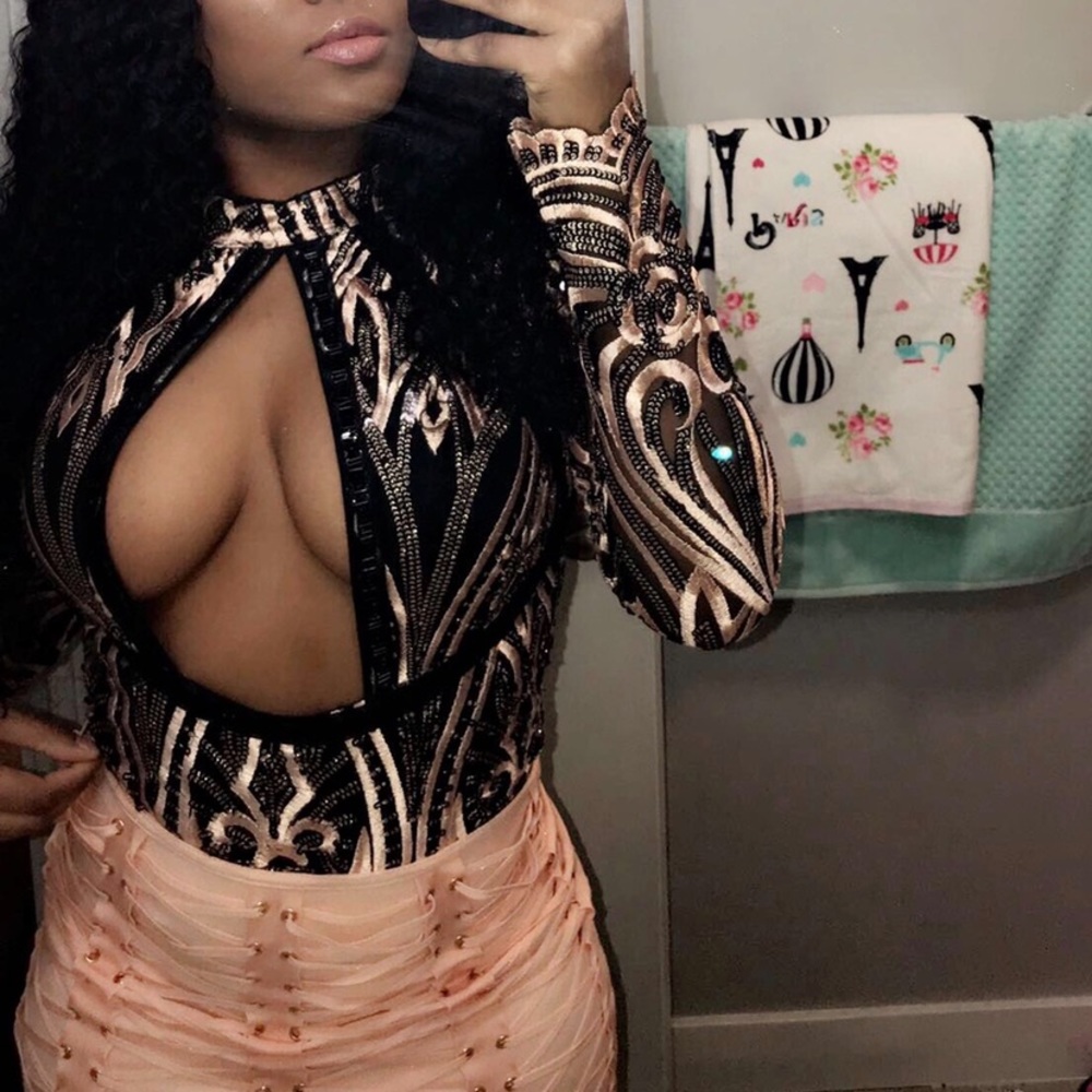 Black Premium Bodysuit with Cut-Out